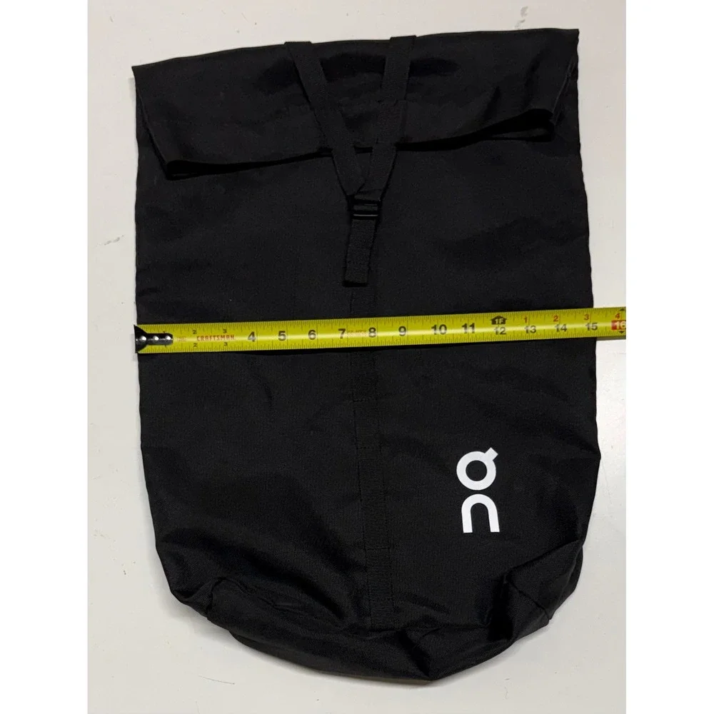 On Running Packable Backpack Black Roll Top Lightweight Gym Travel Bag Logo‎